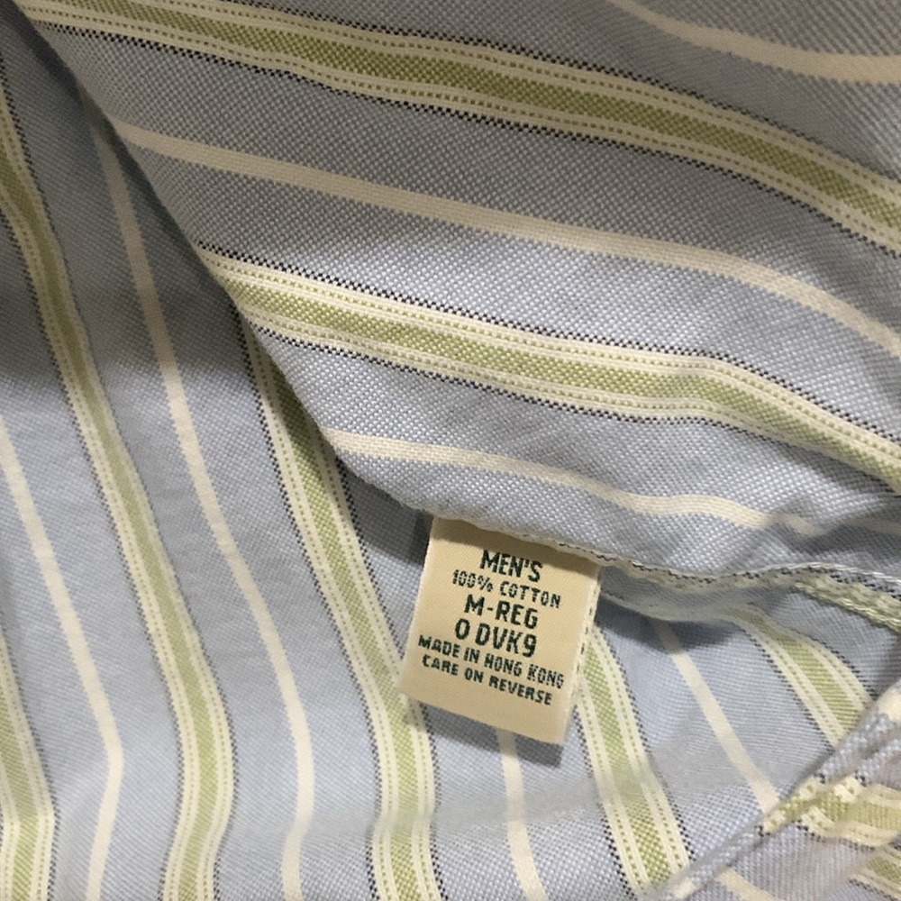 LL Bean Button-Down Blue Green Stripes - Picture 4 of 4